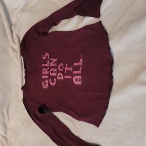 Mudd V-neck Thermal Long-sleeve "Girls Can Do It All" Graphic Tee